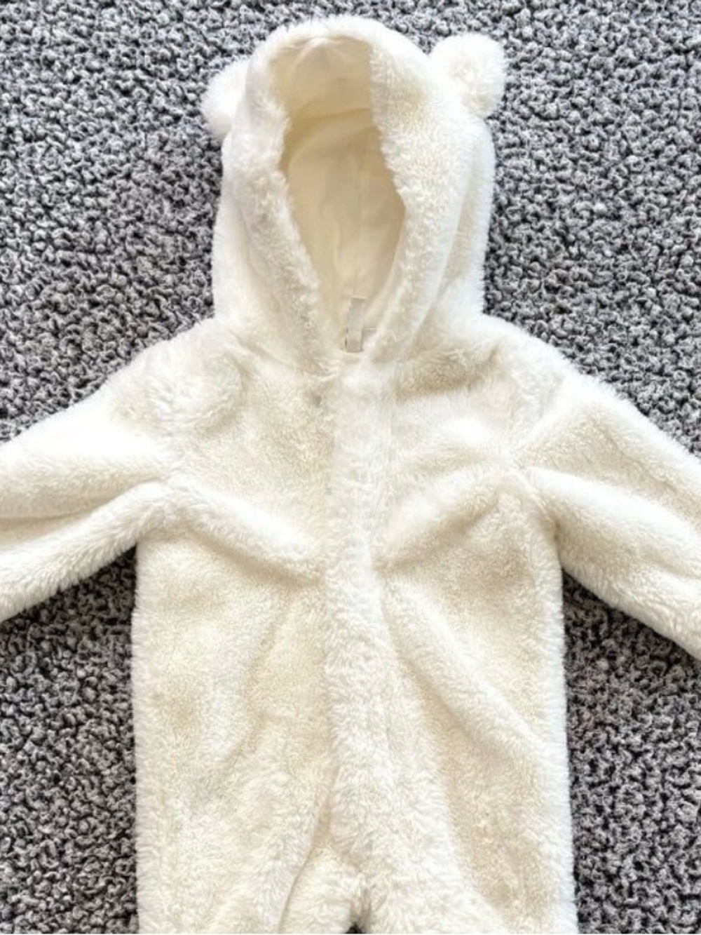 Janie and Jack Baby Snowsuit 6-9M Ivory Faux Fur Bunting Hooded Bear Ears